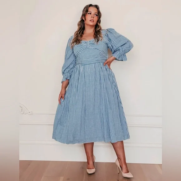 Leah Ryder x JessaKae Blue Gingham Dress Size 3X